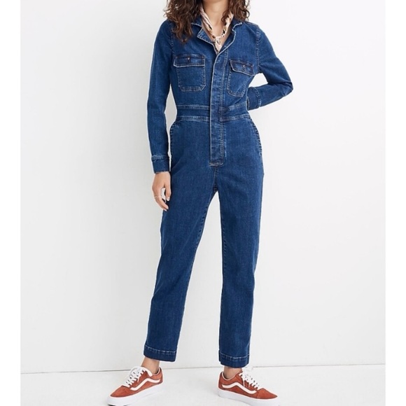 Madewell Pants - Madewell Denim Slim Straight Coverall Women’s Long Sleeve Jumpsuit Sz 4